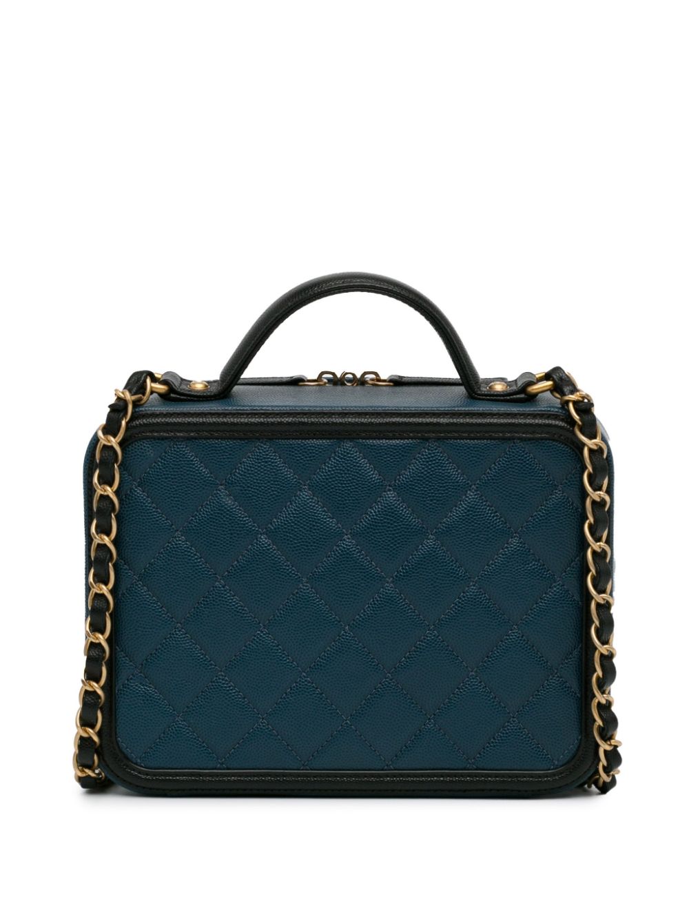 CHANEL Pre-Owned 2019 Medium Bicolor Caviar CC Filigree Vanity Case satchel - Blauw