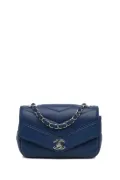 CHANEL Pre-Owned 2017-2018 Mini Caviar Chevron Data Center Envelope Flap crossbody bag - Blue