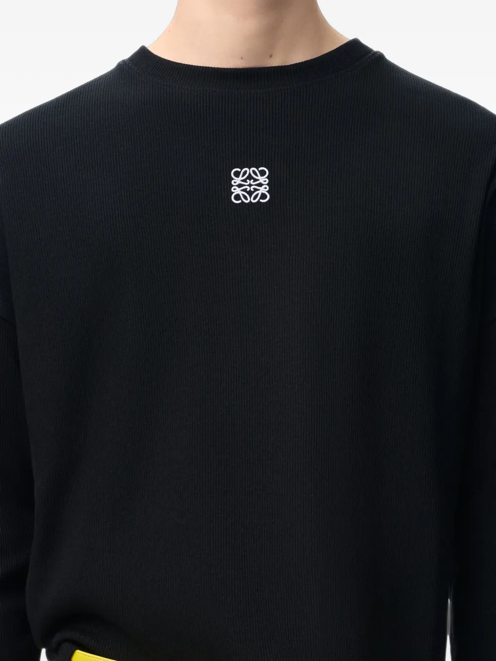 LOEWE Oversized katoenen T-shirt met lange mouwen Zwart