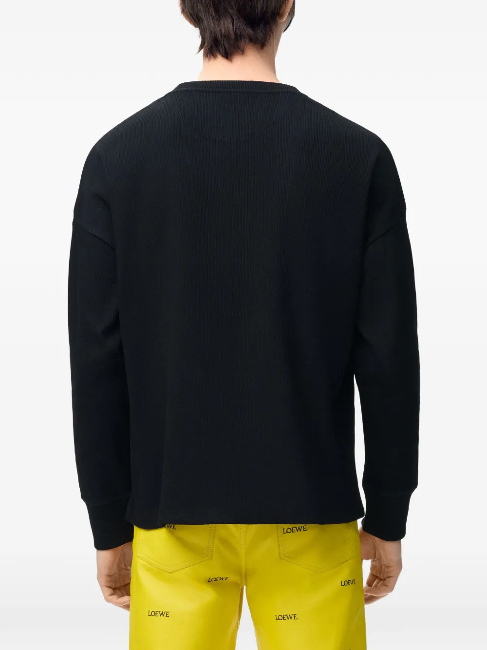 LOEWE Oversized katoenen T-shirt met lange mouwen Zwart