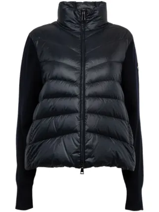 Moncler Panelled zip up Padded Jacket Blue FARFETCH HK