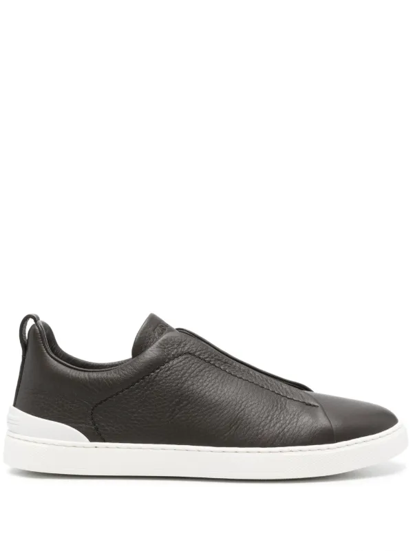 Zegna Triple Stitch™ Leather Sneakers | Brown | FARFETCH IN 