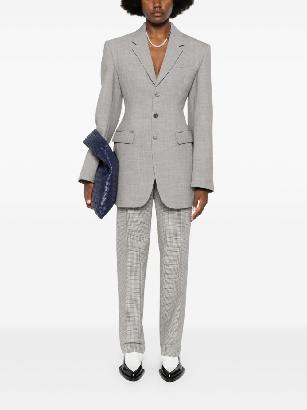 Shop Jil Sander Checked Tailored Trousers In Grey