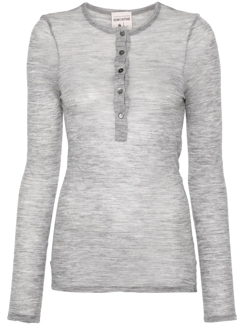Semicouture T-shirt met gemêleerd-effect Grijs