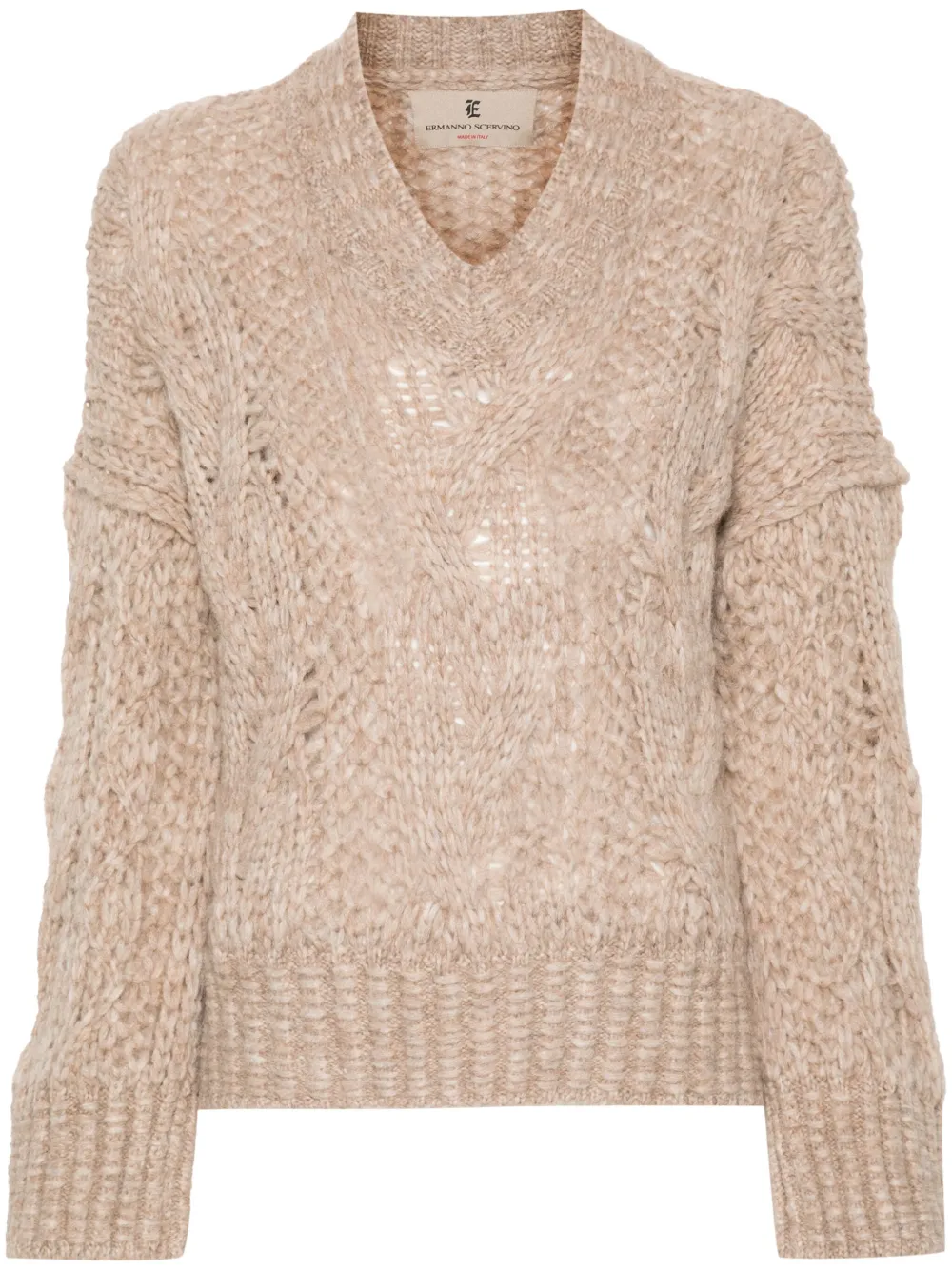 Ermanno Scervino pull en maille épaisse à design torsadé | tons neutres | Image 1