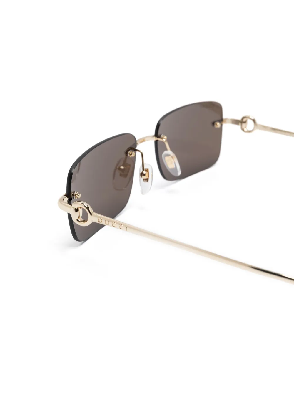 Gucci Eyewear Zonnebril met rechthoekig montuur Bruin