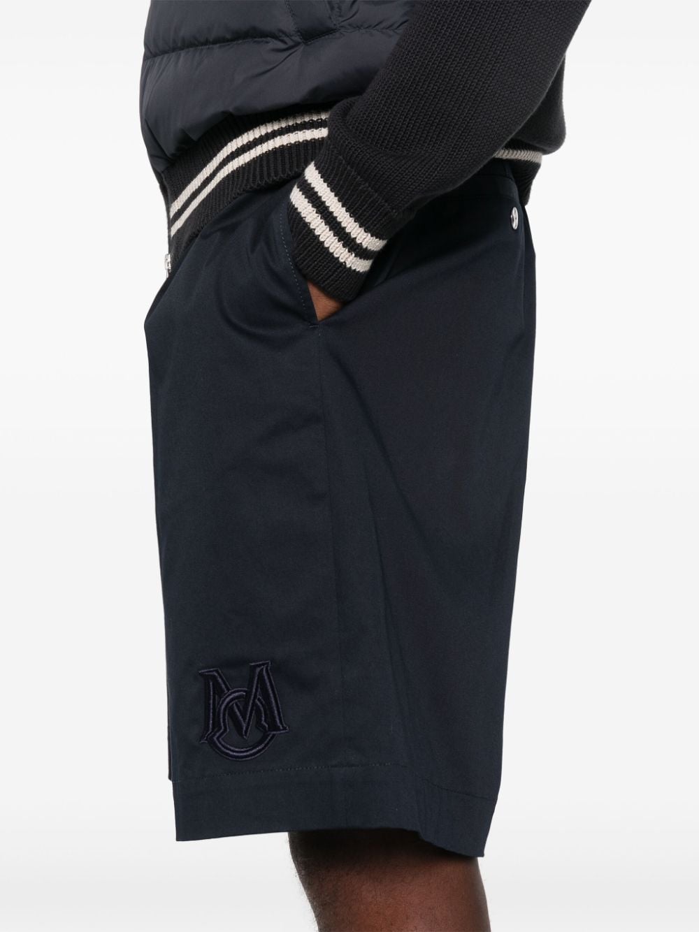 Shop Moncler Gabardine Bermuda Shorts In Blue