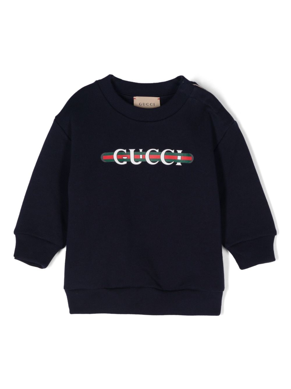 Shop Gucci Printed Cotton Sweatshirt In Blue