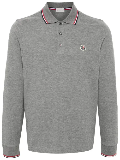 Moncler polo à patch logo - Gris - Moncler - Modalova