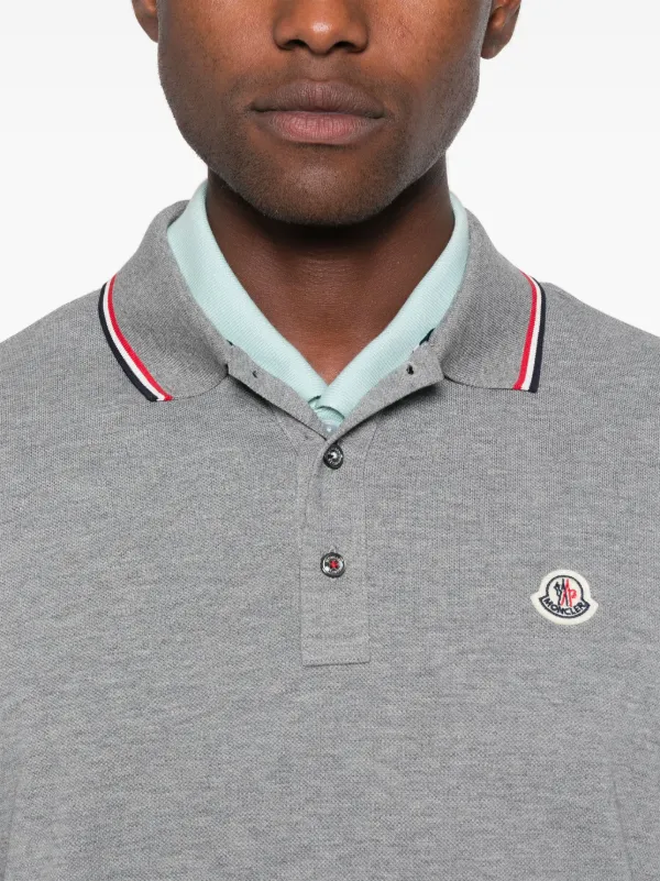 Moncler logo-patch Polo Shirt | Grey | FARFETCH