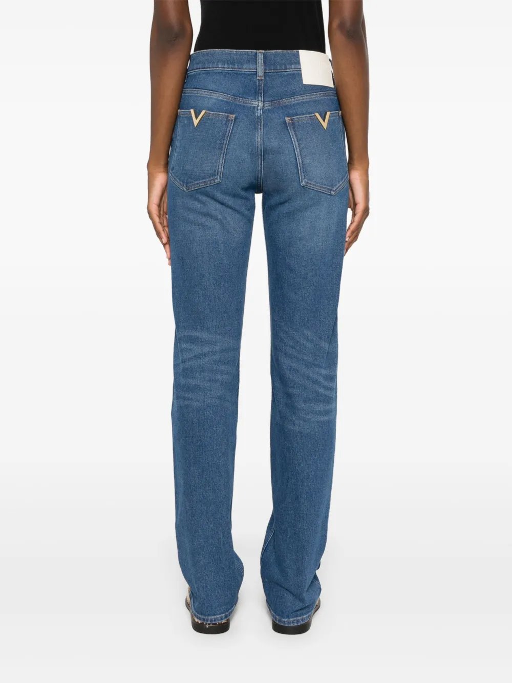 Valentino Logo-plaque Jeans In Blue