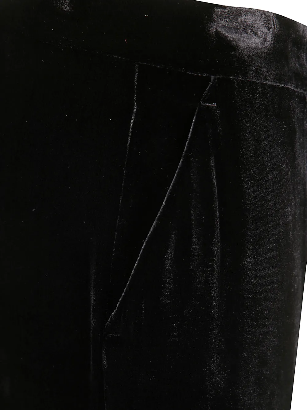 P.A.R.O.S.H. Straight broek met fluwelen afwerking Zwart