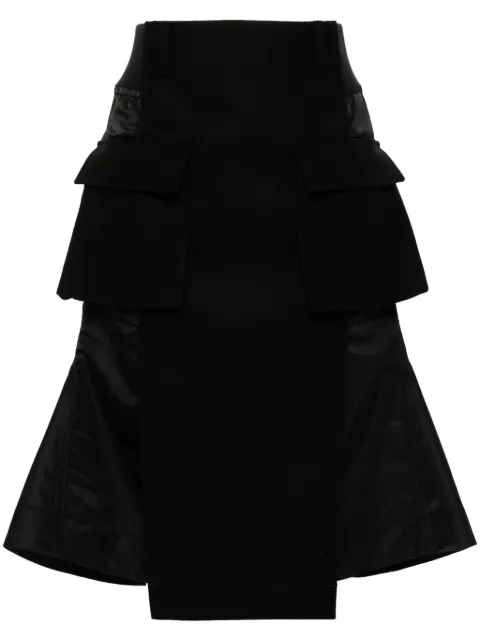 sacai panelled midi skirt