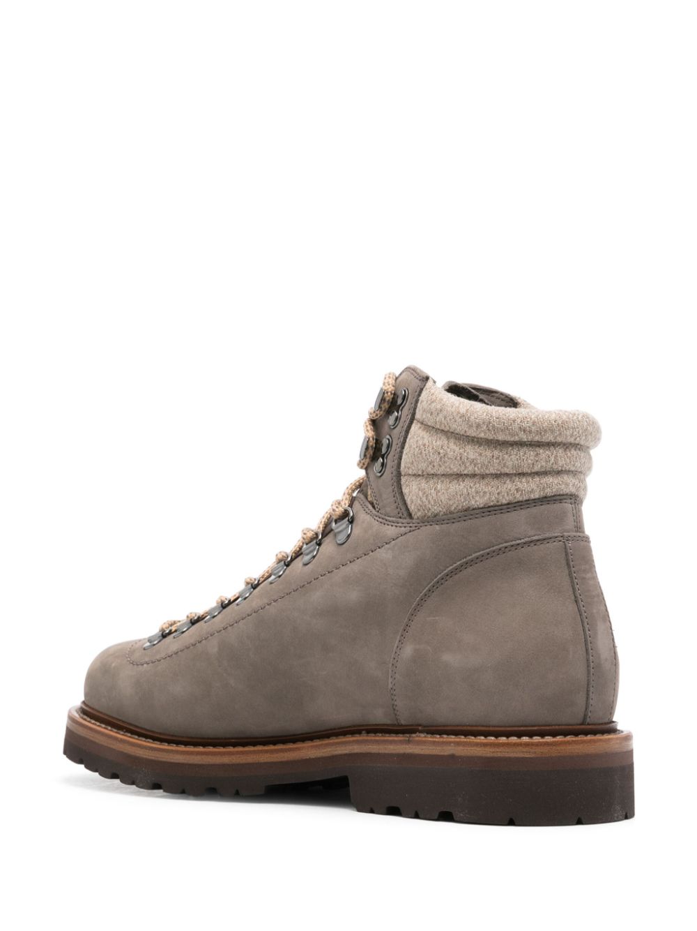 Brunello Cucinelli Nubuck laarzen met wollen vlak Grijs