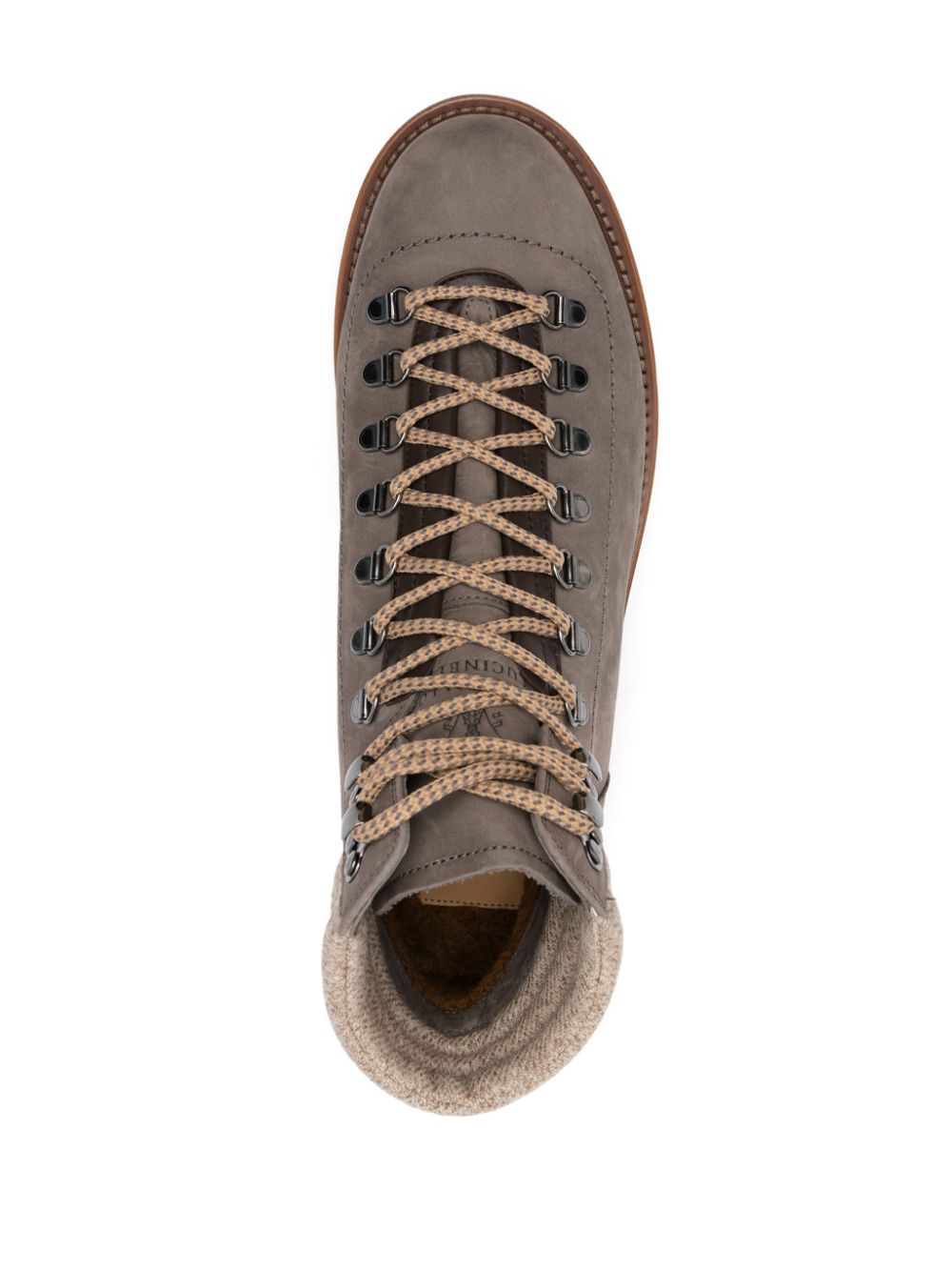 Brunello Cucinelli Nubuck laarzen met wollen vlak Grijs