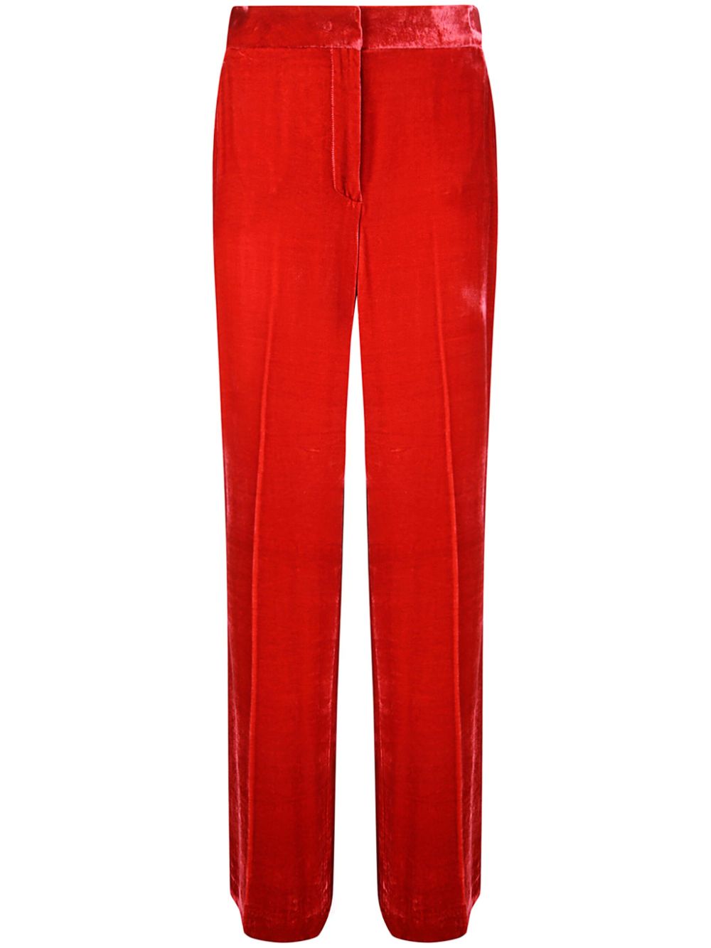 velvet-finish straight trousers