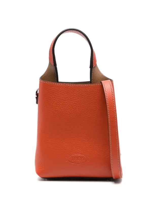 Tod's Mini Leather Tote Bag Orange FARFETCH PT