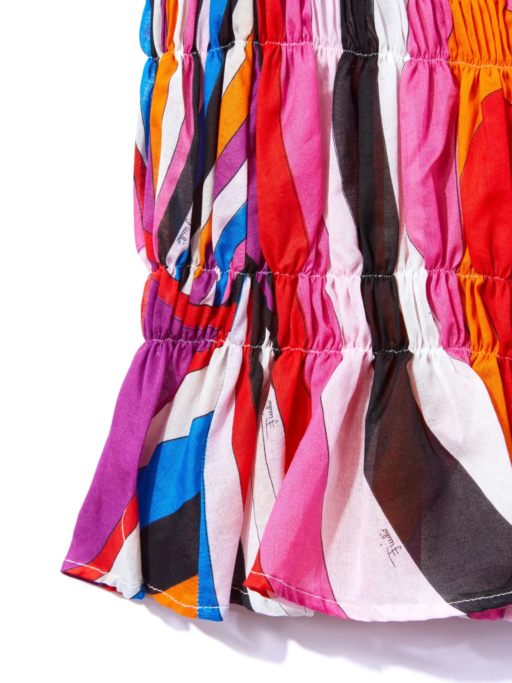 PUCCI Junior Gesmockte jurk met Iride-print Roze