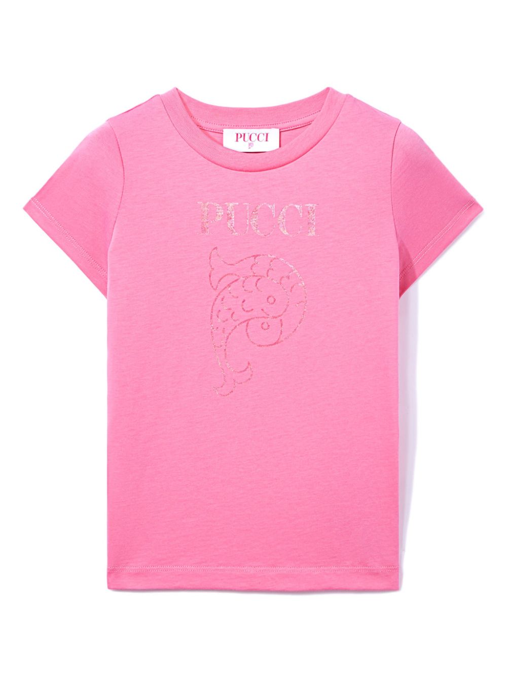 PUCCI Junior Katoenen T-shirt met logoprint Roze