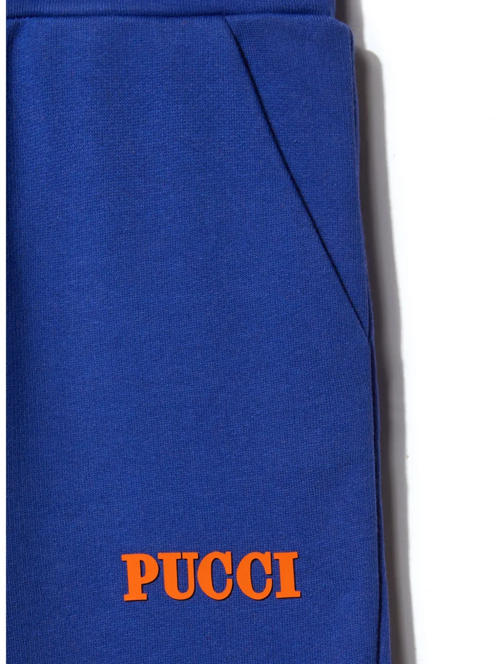 Shop Pucci Junior Logo-print Cotton Track Pants In Blue