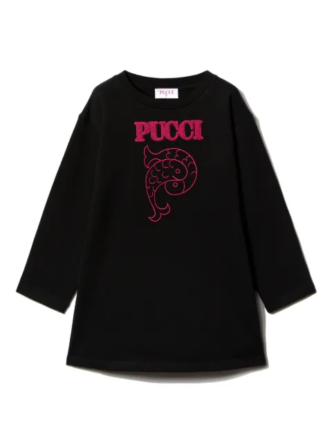 PUCCI Junior logo-embroidered cotton dress