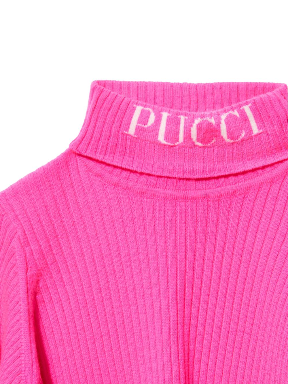 PUCCI JUNIOR LOGO-INTARSIA RIBBED-KNIT JUMPER