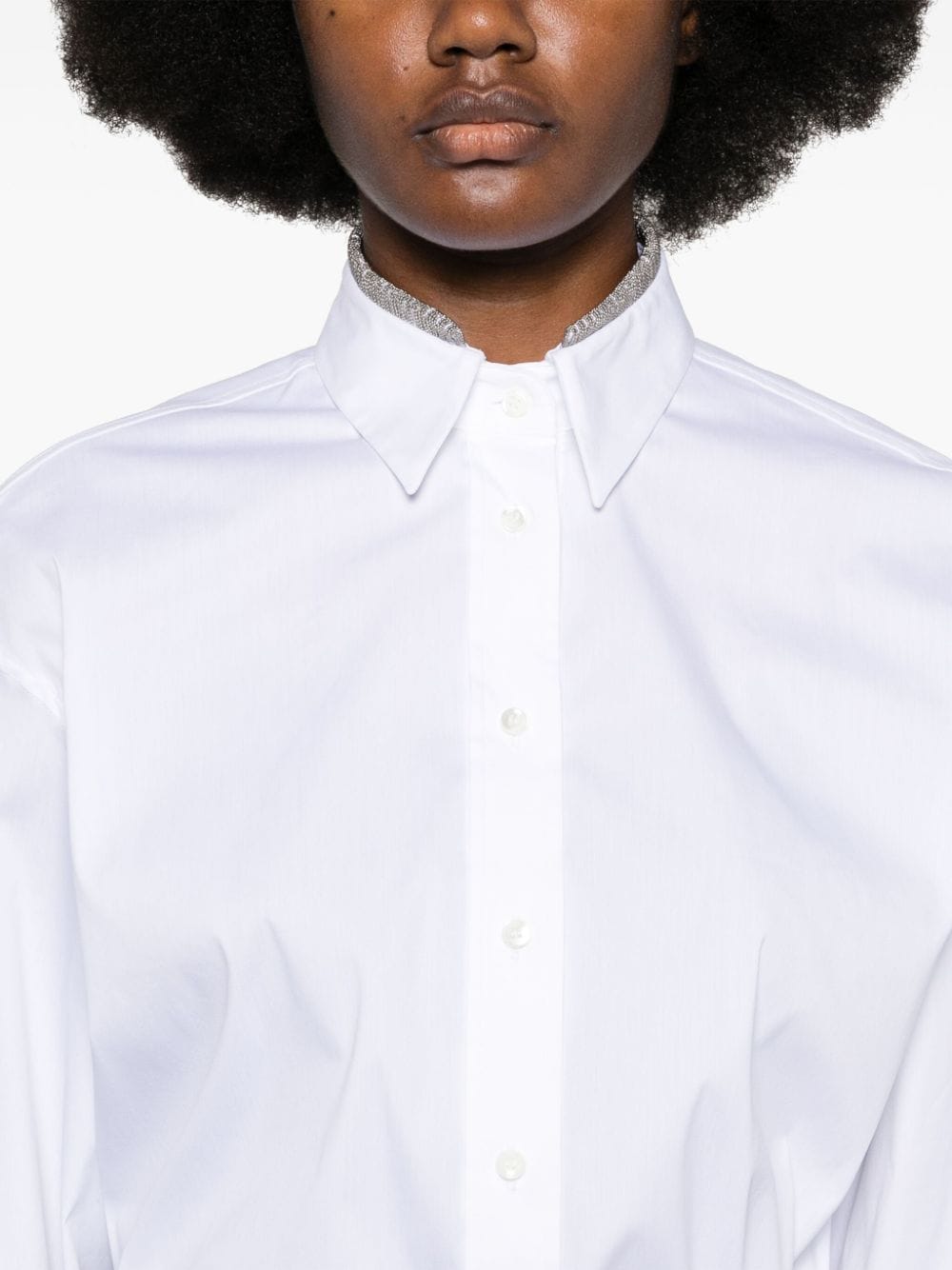 Shop Brunello Cucinelli Bead-detailed Shirt In White