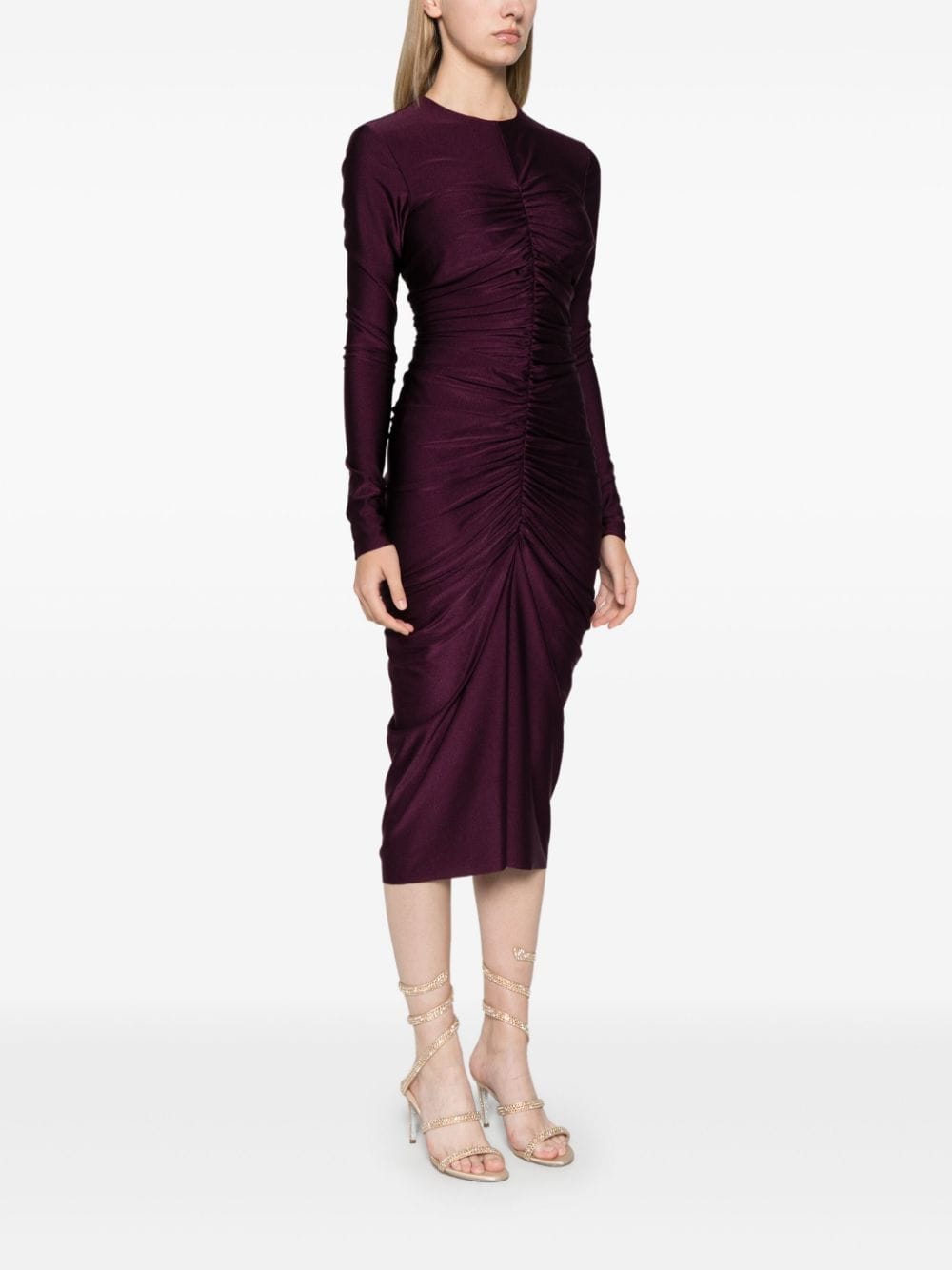 Shop Philosophy Di Lorenzo Serafini Draped Midi Dress In Purple