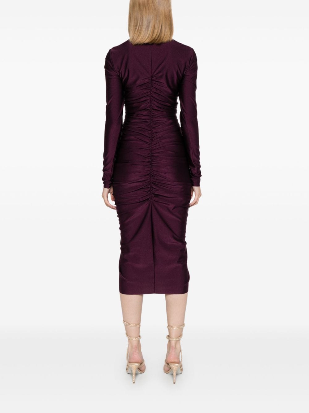 Shop Philosophy Di Lorenzo Serafini Draped Midi Dress In Purple