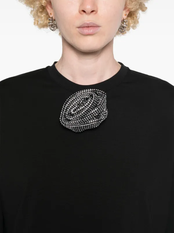 ワンピース GIUSEPPE DI MORABITO Jewel brooch dress Giuseppe Di Morabito rhinestone-flower Brooch T-shirt Dress
