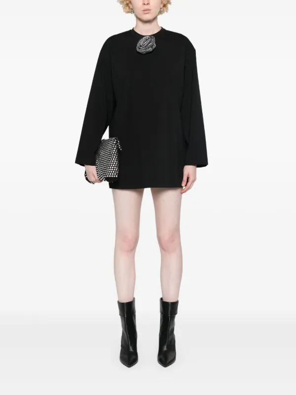 ワンピース GIUSEPPE DI MORABITO Jewel brooch dress Giuseppe Di Morabito rhinestone-flower Brooch T-shirt Dress