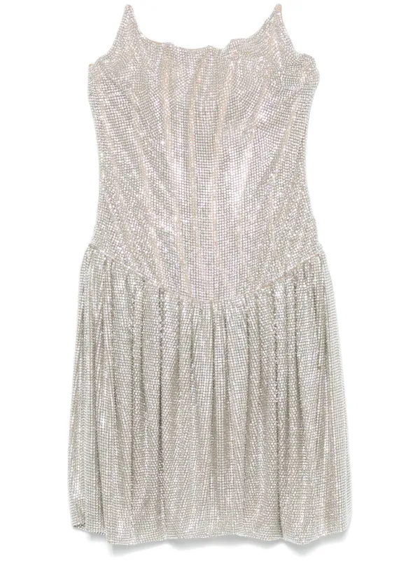 パーティードレス Giuseppe Di Morabito Fitted Evening Dress With Sweetheart Embellished bustier mesh gown in silver - Giuseppe Di
