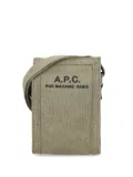 A.P.C. logo print mini canvas messenger bag - Neutrals