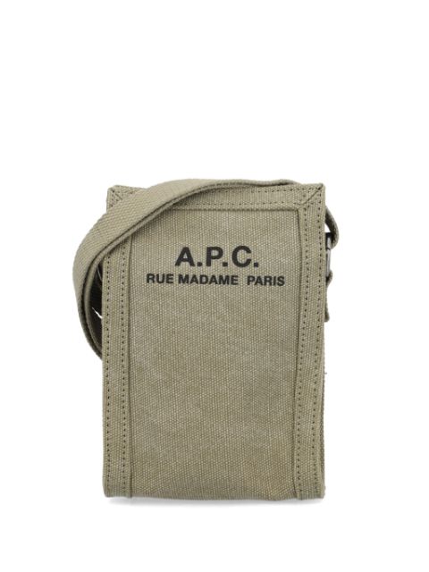 A.P.C. logo print mini canvas messenger bag Men