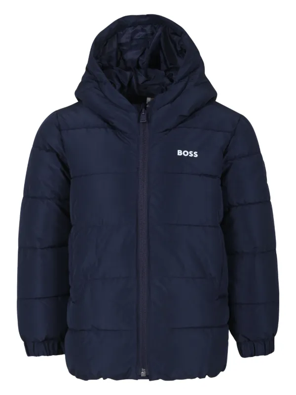BOSS Kidswear logo print padded jacket kids Polyester 14 Blue