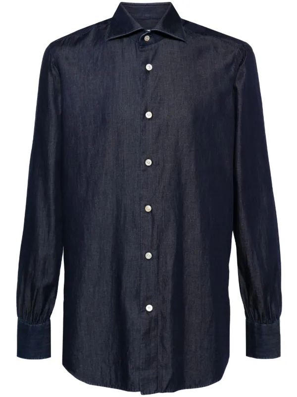 Kiton コットン シャツ | ブルー | FARFETCH JP