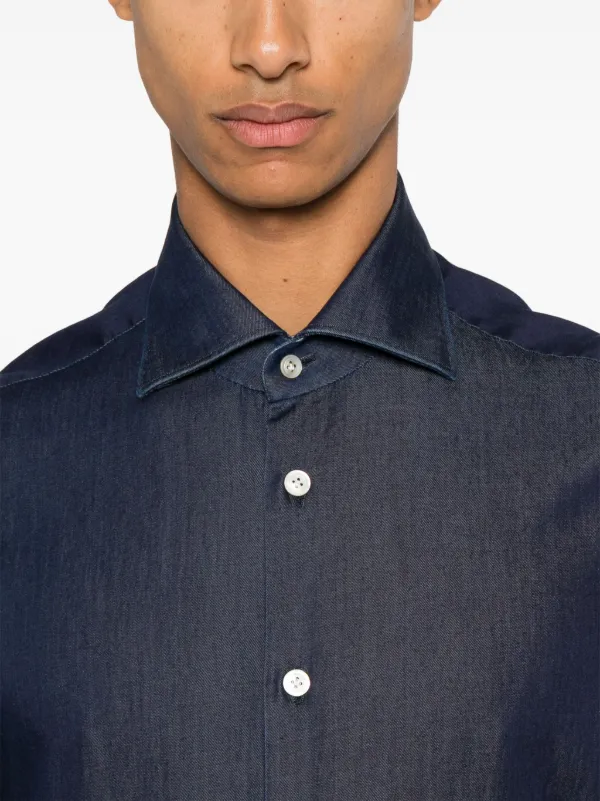 Kiton コットン シャツ | ブルー | FARFETCH JP