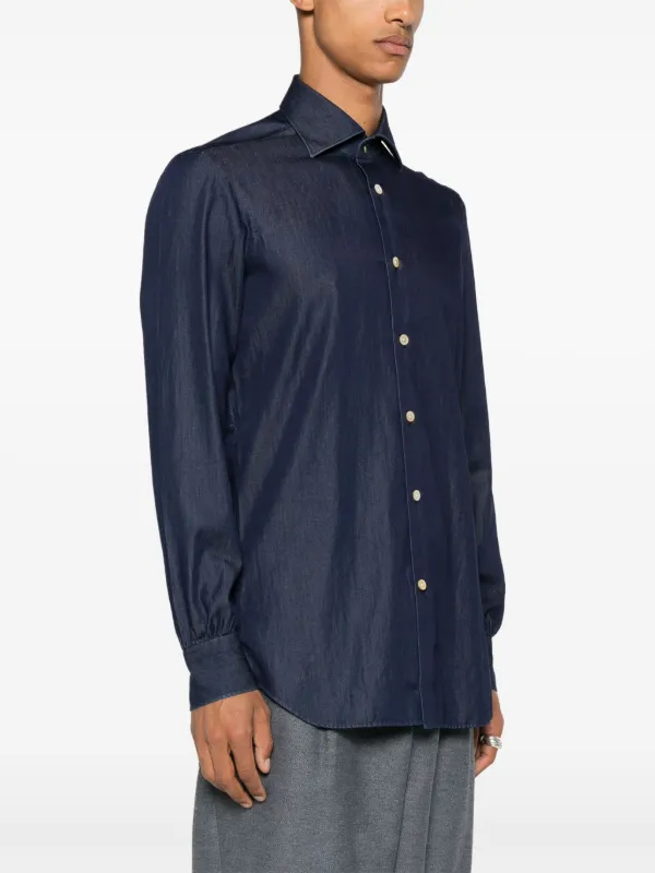 Kiton コットン シャツ | ブルー | FARFETCH JP