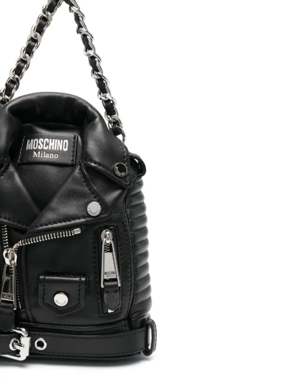 Moschino Biker Leather Backpack Black FARFETCH PH