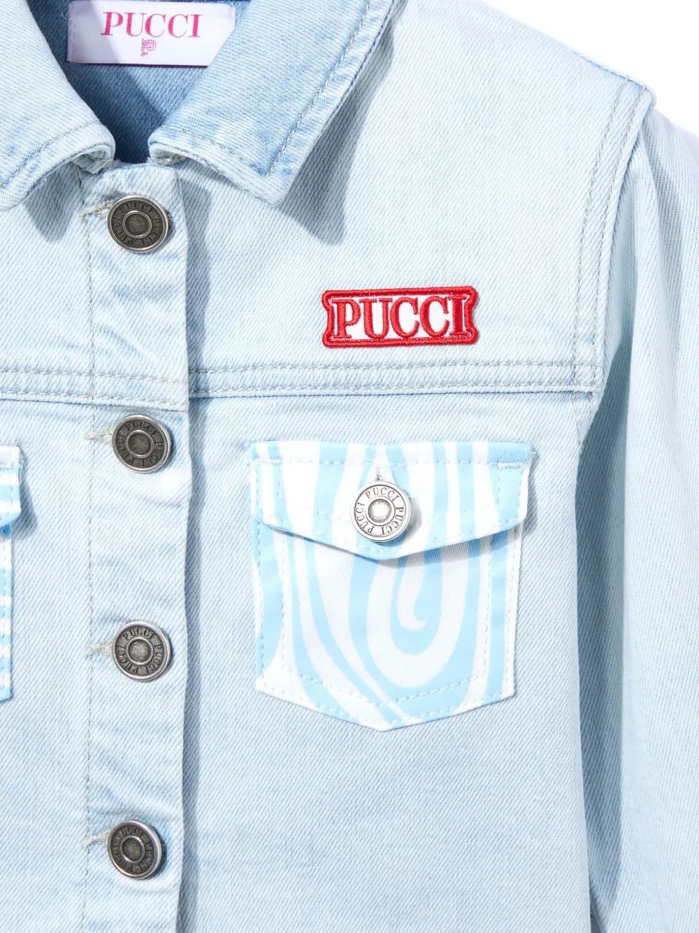 PUCCI Junior Spijkerjack met geborduurd logo Blauw