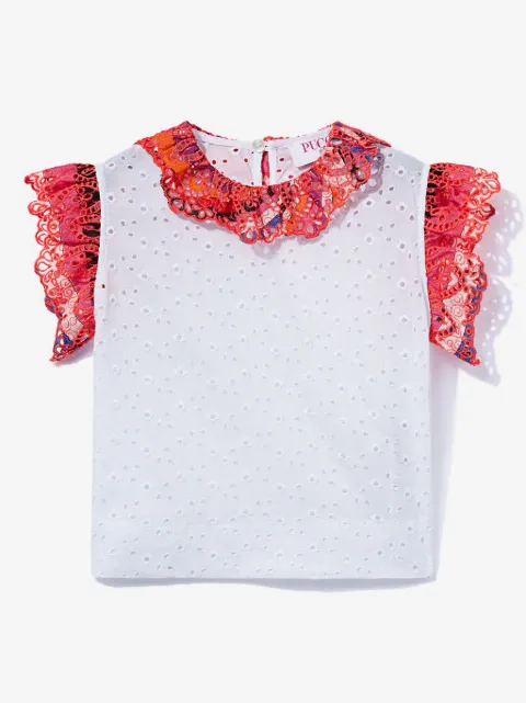PUCCI Junior blusa con bordado inglés