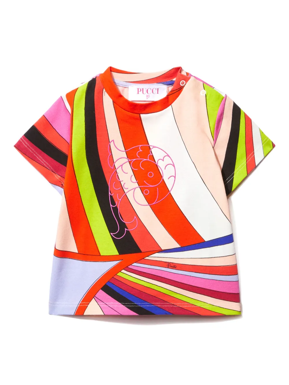 PUCCI Junior T-shirt met geborduurde Iride-print Veelkleurig