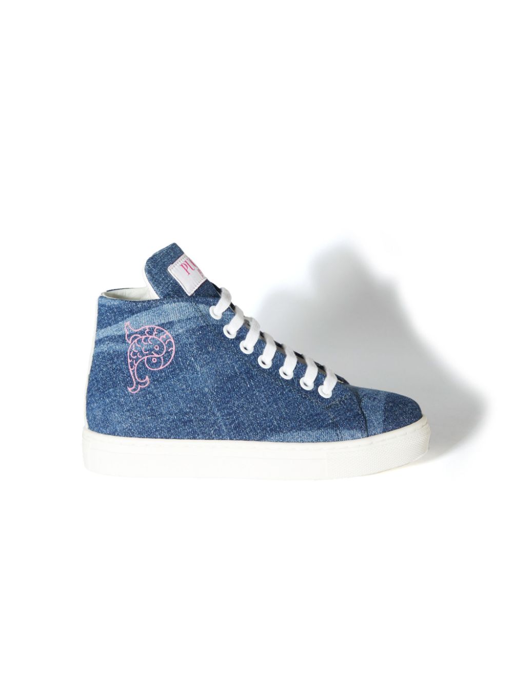 PUCCI Junior Marmo-print denim sneakers Blue