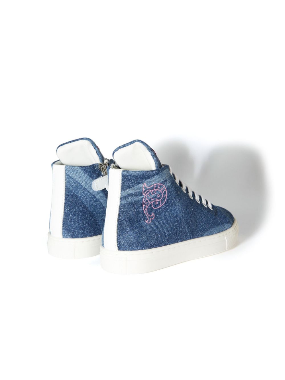 PUCCI Junior Marmo-print denim sneakers Blue