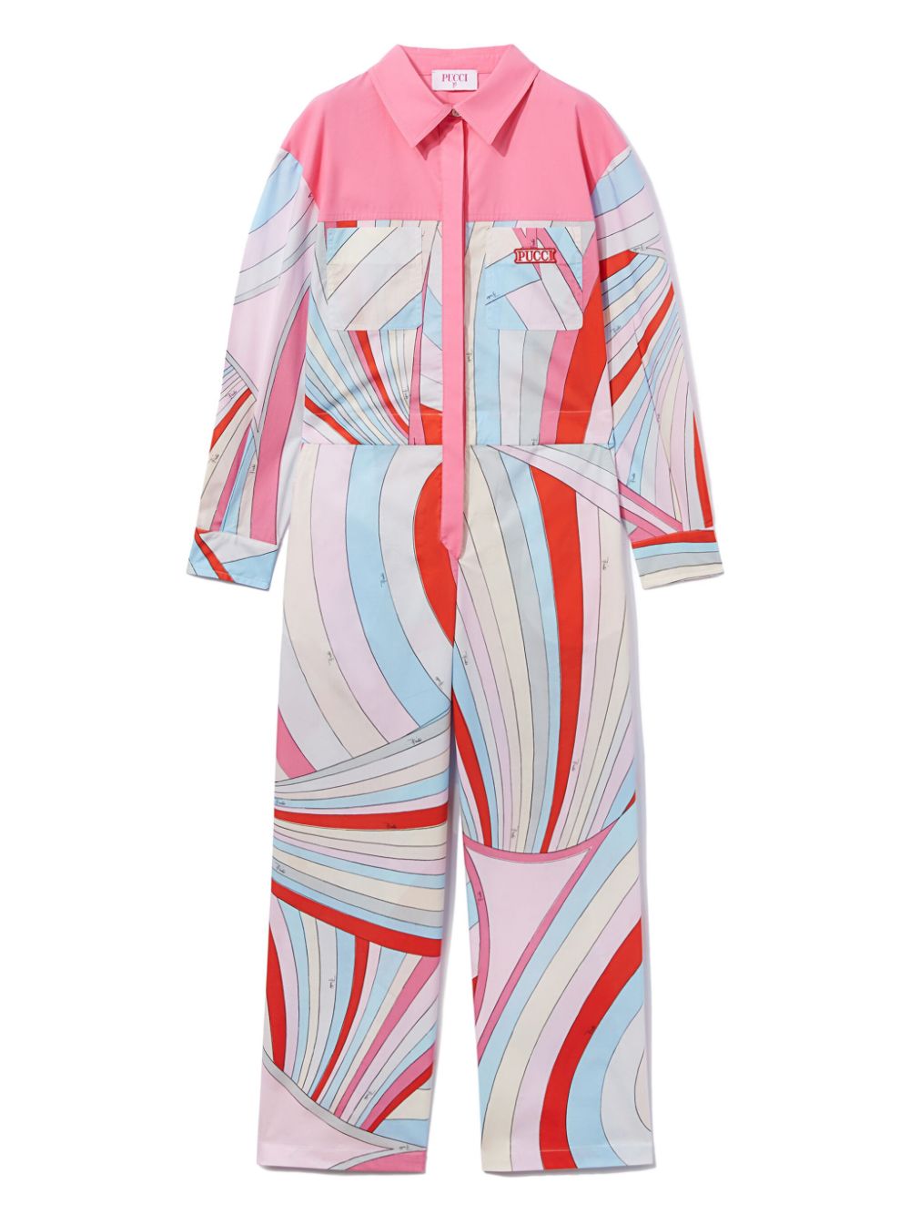 PUCCI Junior Iride-print organic-cotton jumpsuit - Pink