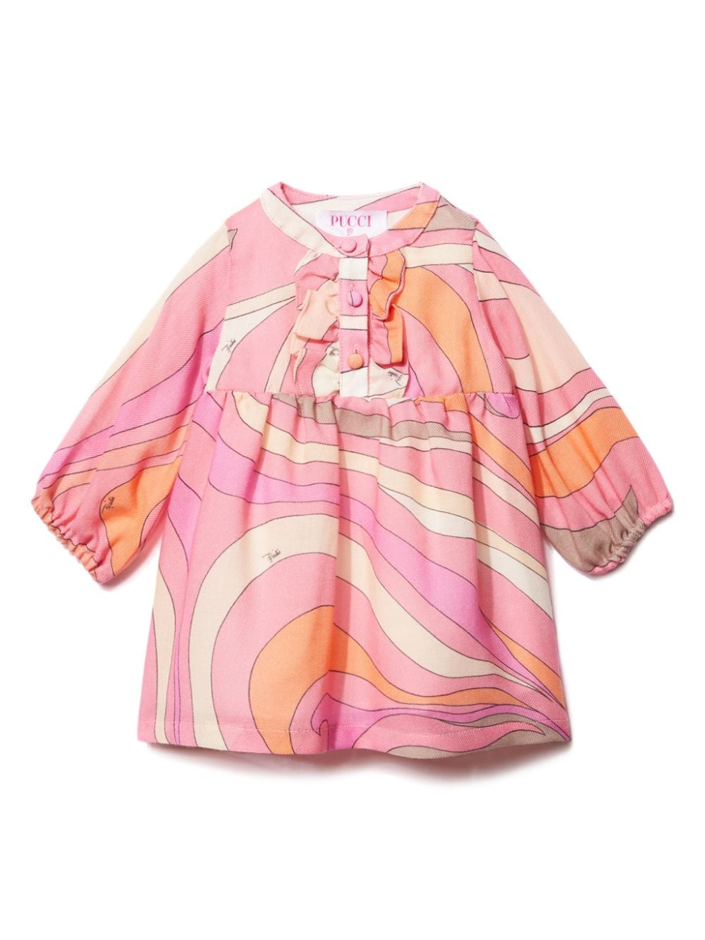 PUCCI Junior Marmo-print wool dress - Rosa