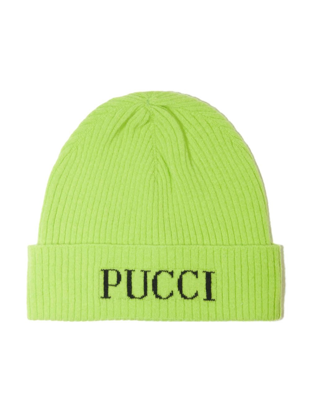 PUCCI Junior logo-intarsia beanie - Green