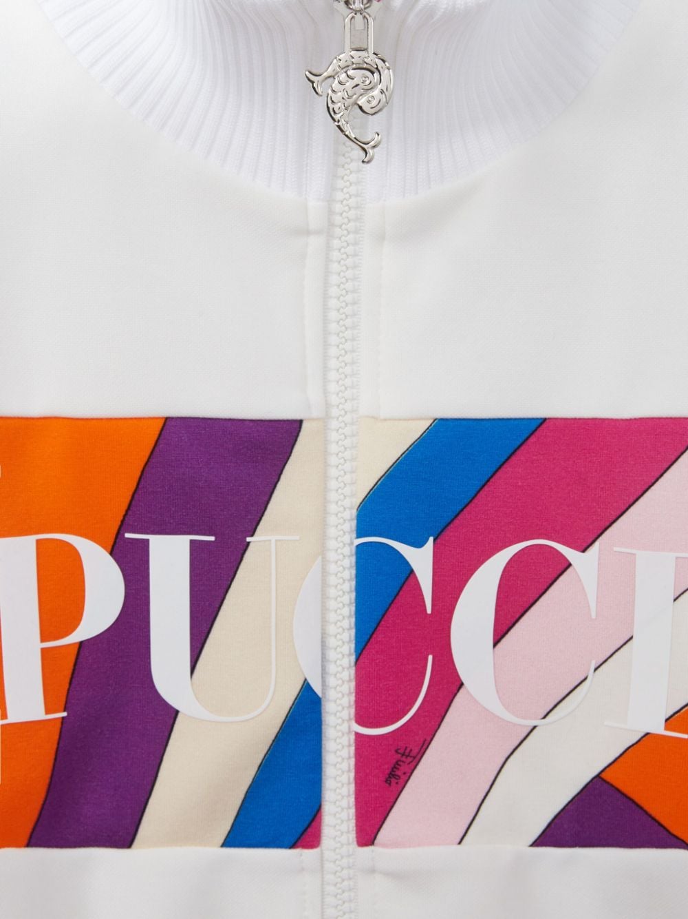 Shop Pucci Junior Iride-print Zip-up Sweatshirt In White