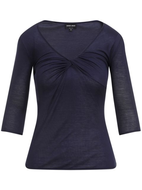 Giorgio Armani ruched v-neck top Women