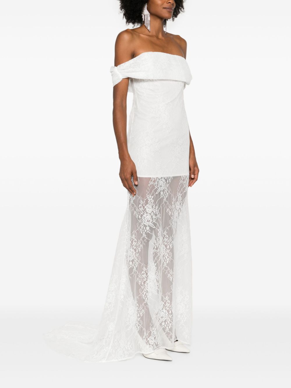 GIUSEPPE DI MORABITO OFF-SHOULDER LACE MAXI DRESS 